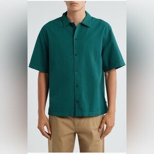 Men's Short-Sleeve Button-Up Shirt in Teal